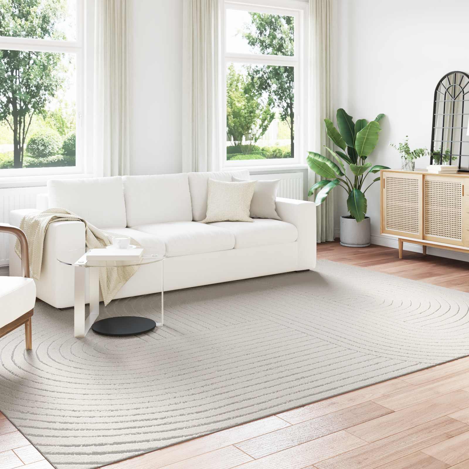 Innen- und Außenteppich PALMERAS Creme 280 x 200 cm Polyester