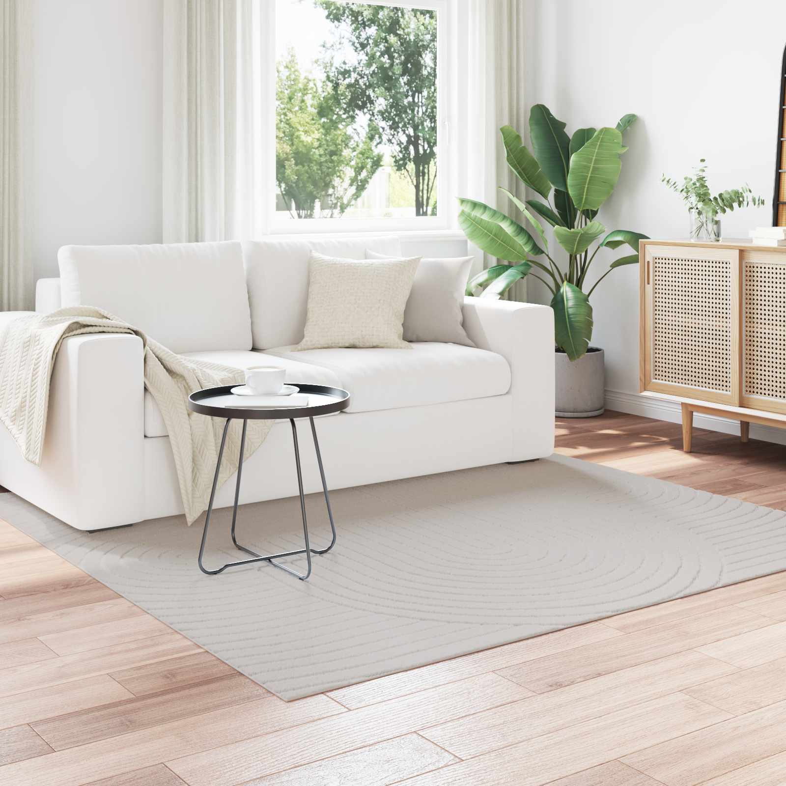 Innen- und Außenteppich PALMERAS Creme 120 x 120 cm Polyester
