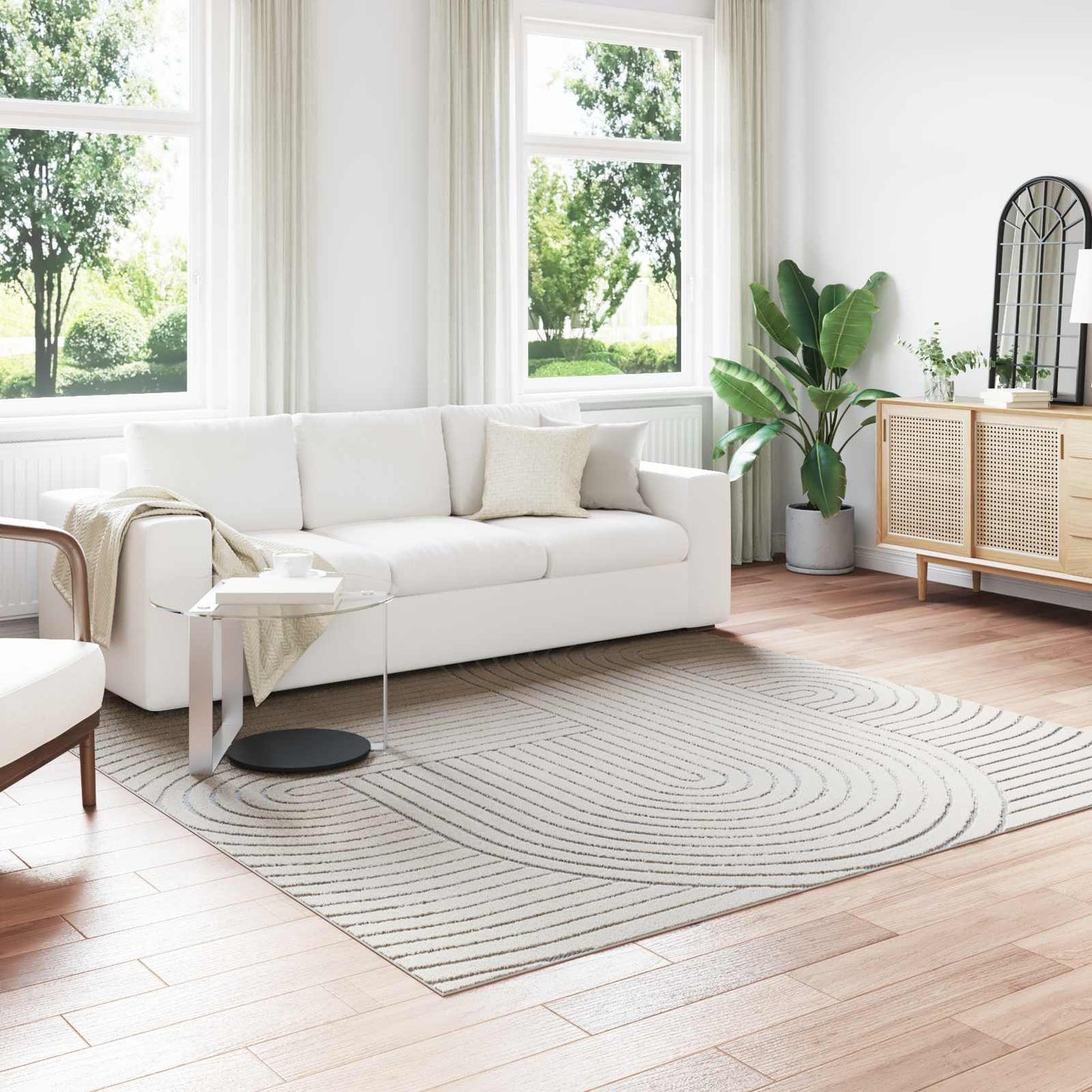 Innen- und Außenteppich PALMERAS Creme 240 x 240 cm Polyester