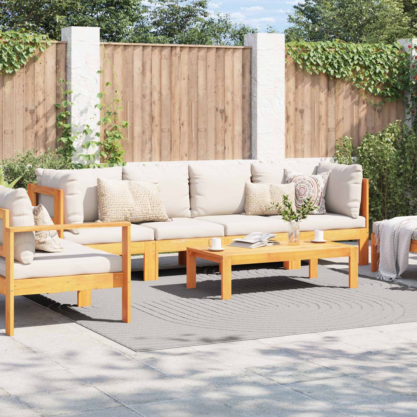 Innen- und Außenteppich PALMERAS Creme 240 x 240 cm Polyester