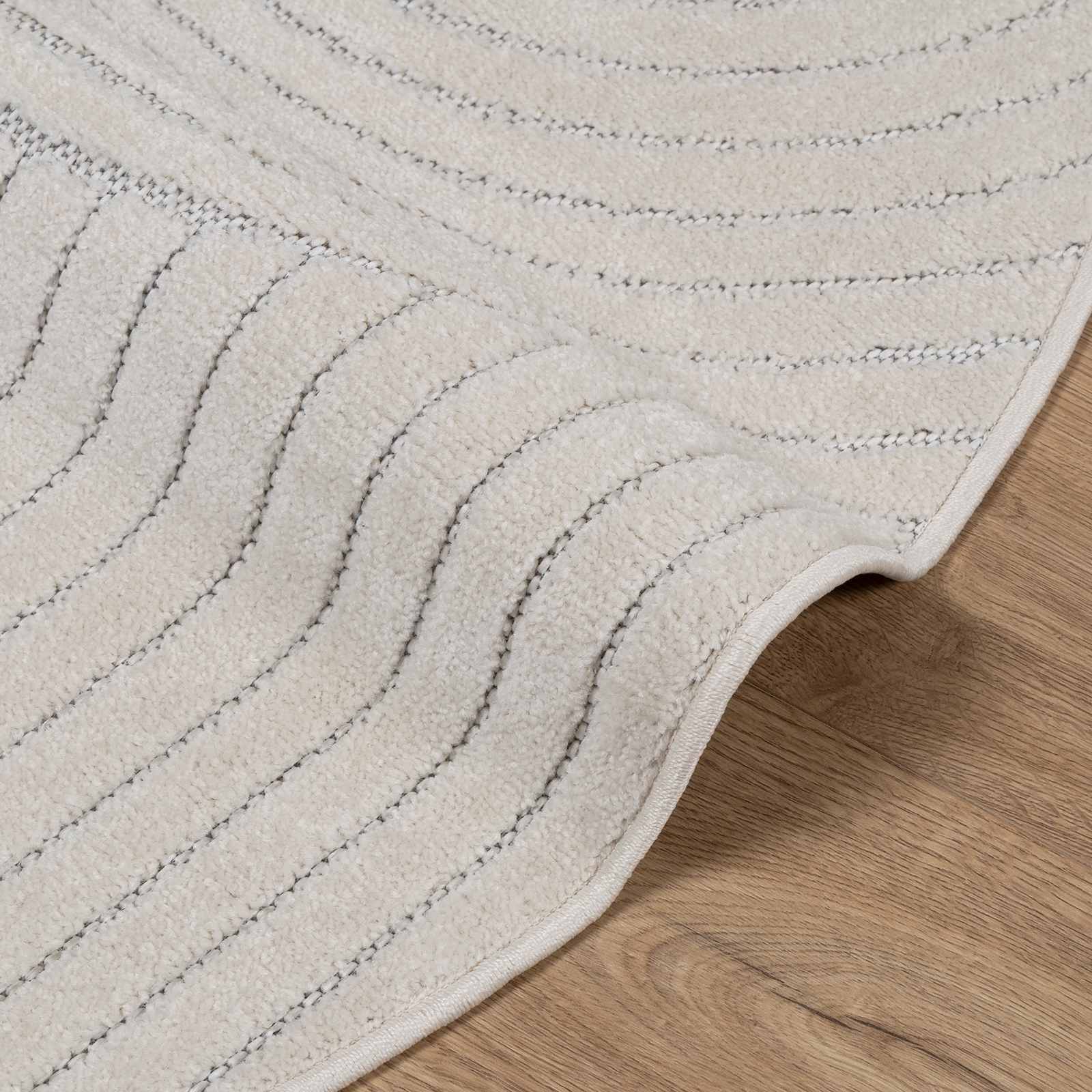 Innen- und Außenteppich PALMERAS Creme Ø 120 CM Polyester