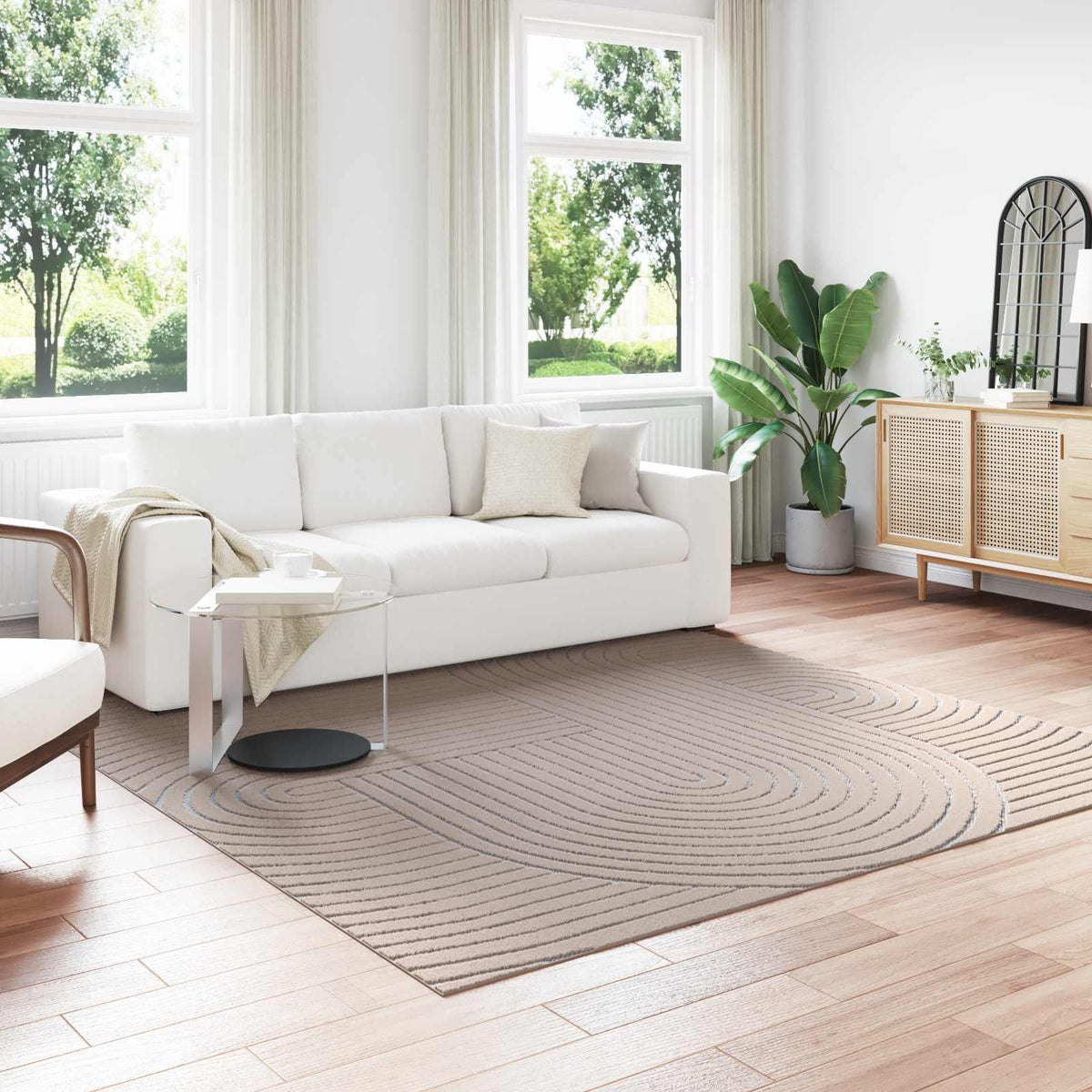 Innen- und Außenteppich PALMERAS Beige 240 x 240 cm Polyester