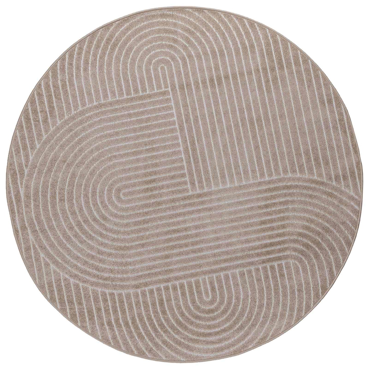 Innen- und Außenteppich PALMERAS Beige Ø 120 CM Polyester