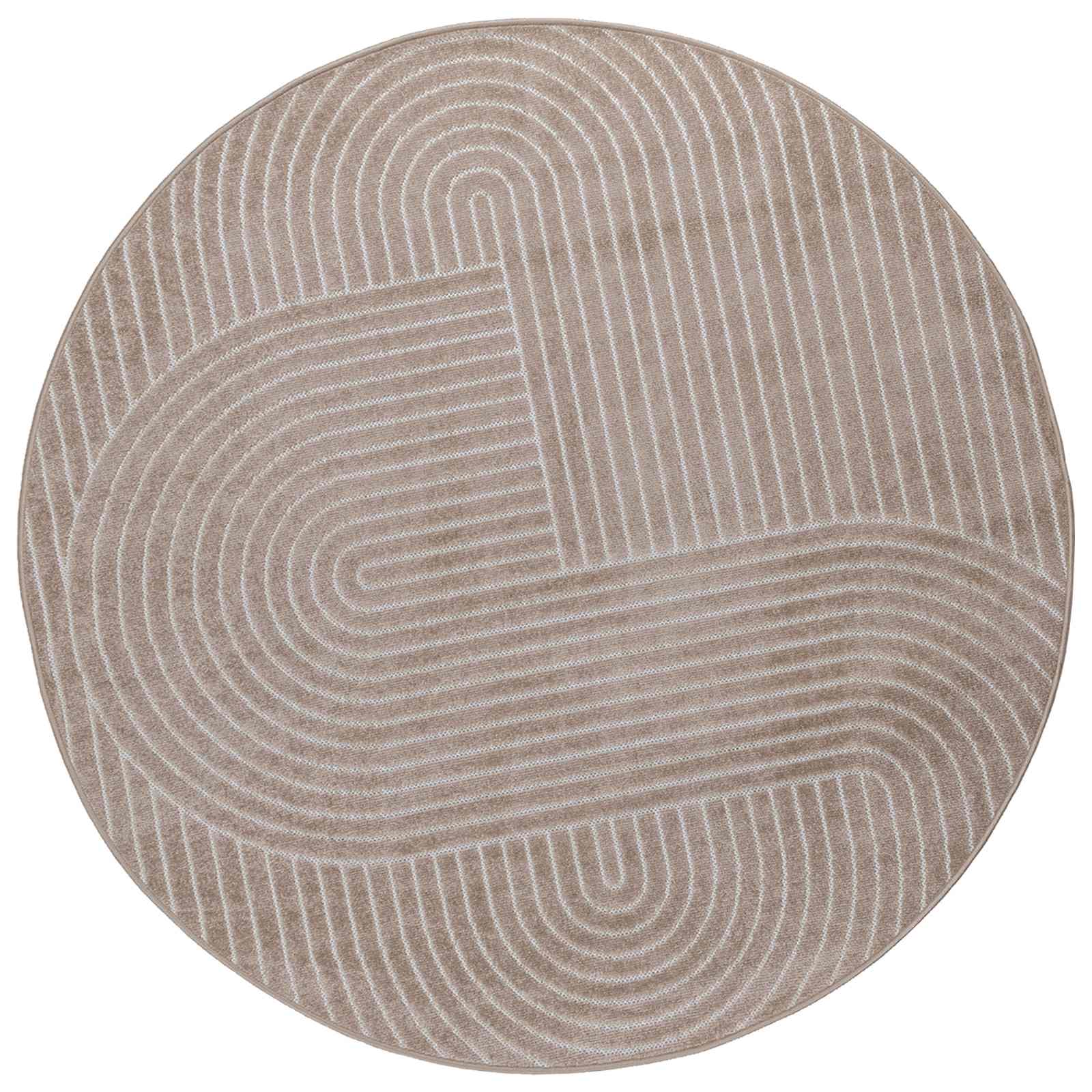 Innen- und Außenteppich PALMERAS Beige Ø 120 CM Polyester