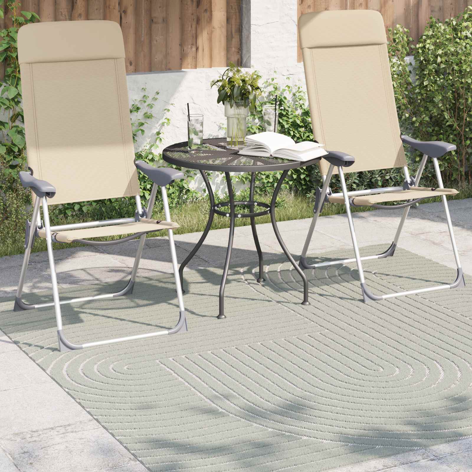 Innen- und Außenteppich PALMERAS Grün 120 x 120 cm Polyester