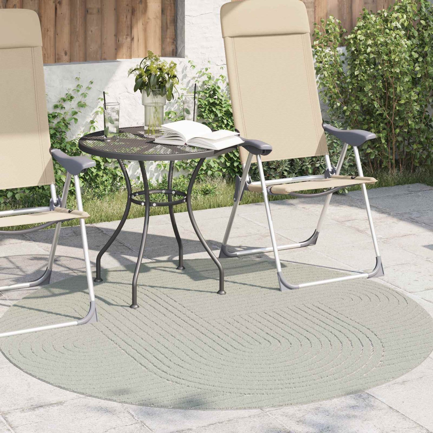 Innen- und Außenteppich PALMERAS Grün Ø 120 CM Polyester