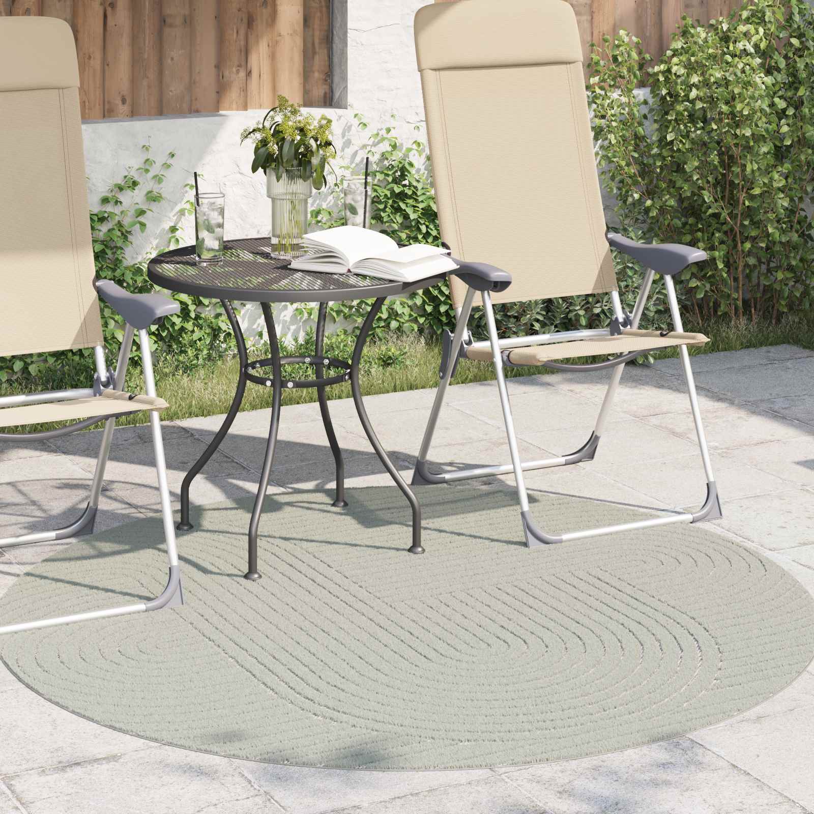 Innen- und Außenteppich PALMERAS Grün Ø 160 CM Polyester