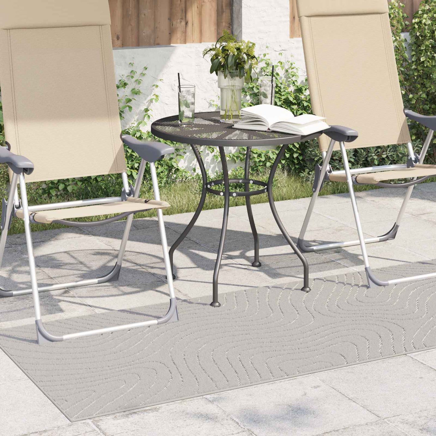 Innen- und Außenteppich PALMERAS Creme 200 x 80 cm Polyester