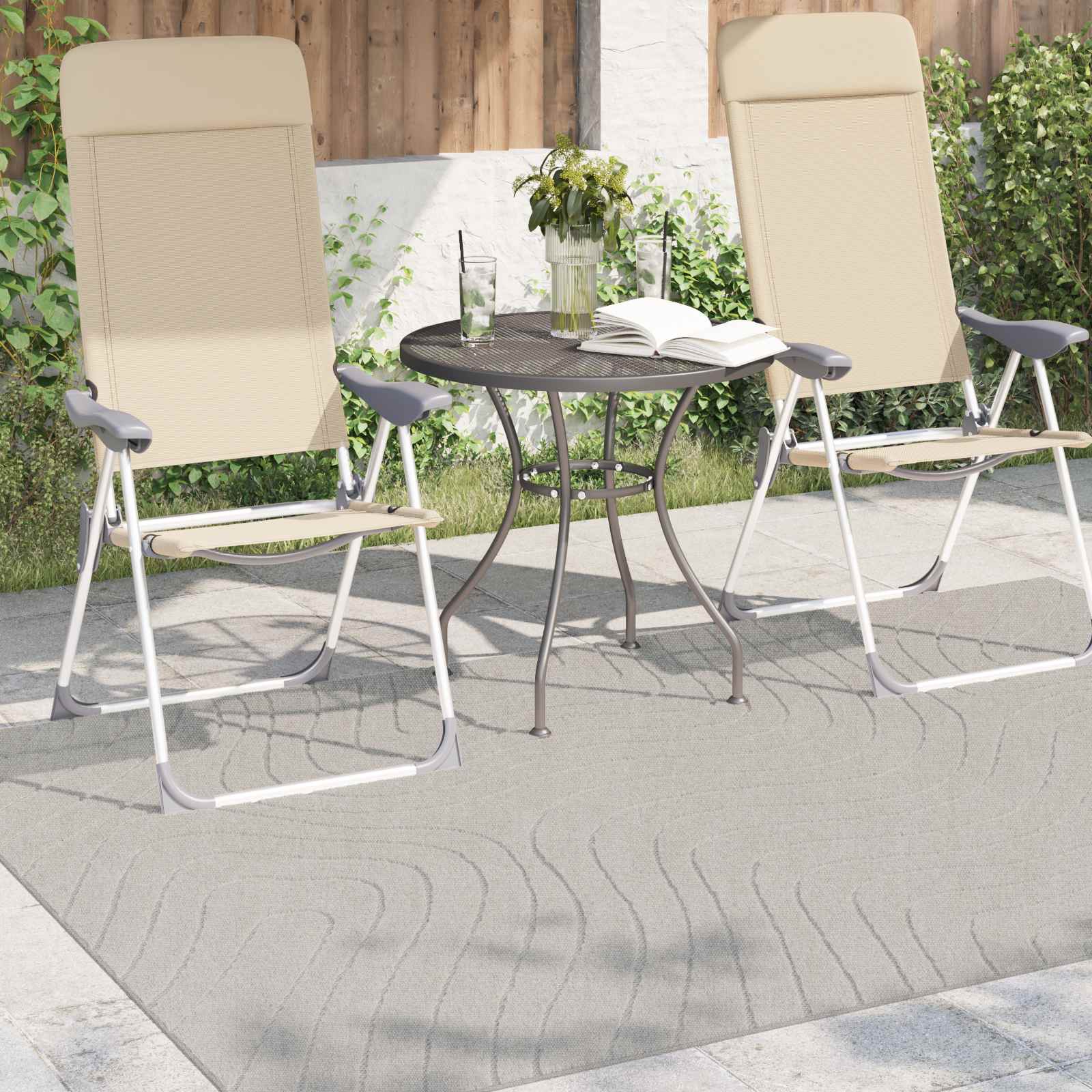 Innen- und Außenteppich PALMERAS Creme 200 x 140 cm Polyester