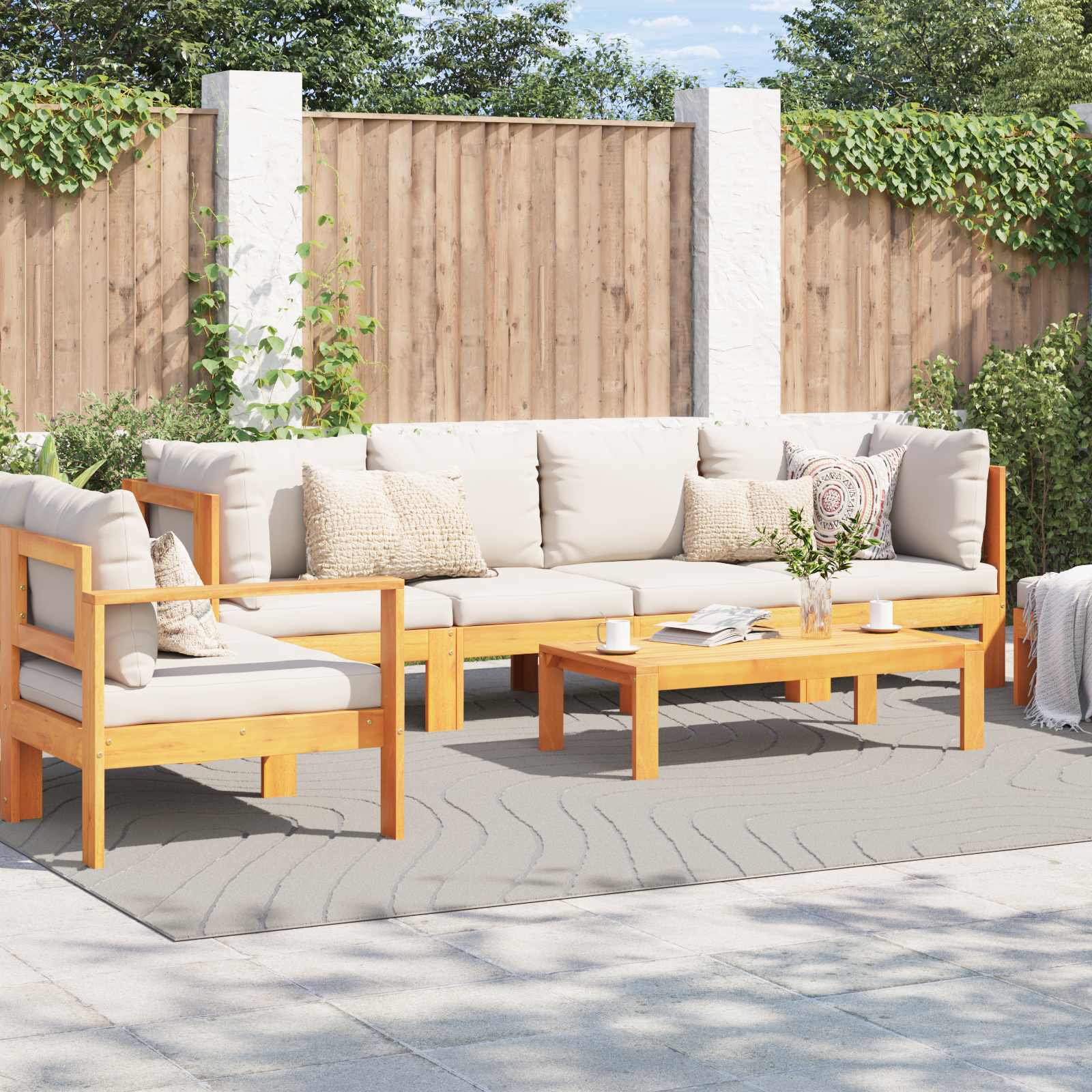 Innen- und Außenteppich PALMERAS Creme 280 x 200 cm Polyester