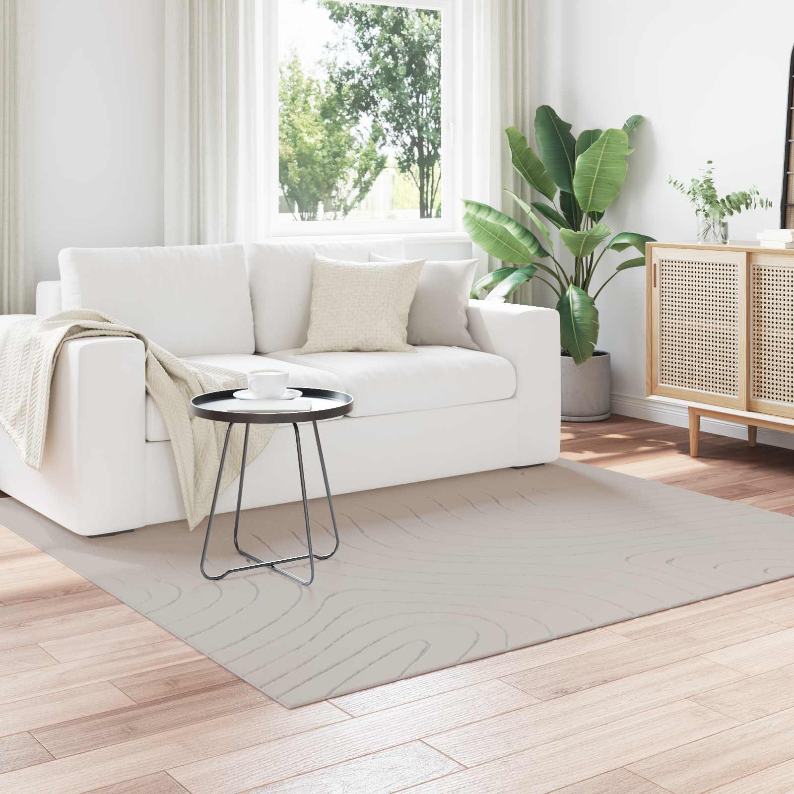 Innen- und Außenteppich PALMERAS Creme 200 x 200 cm Polyester