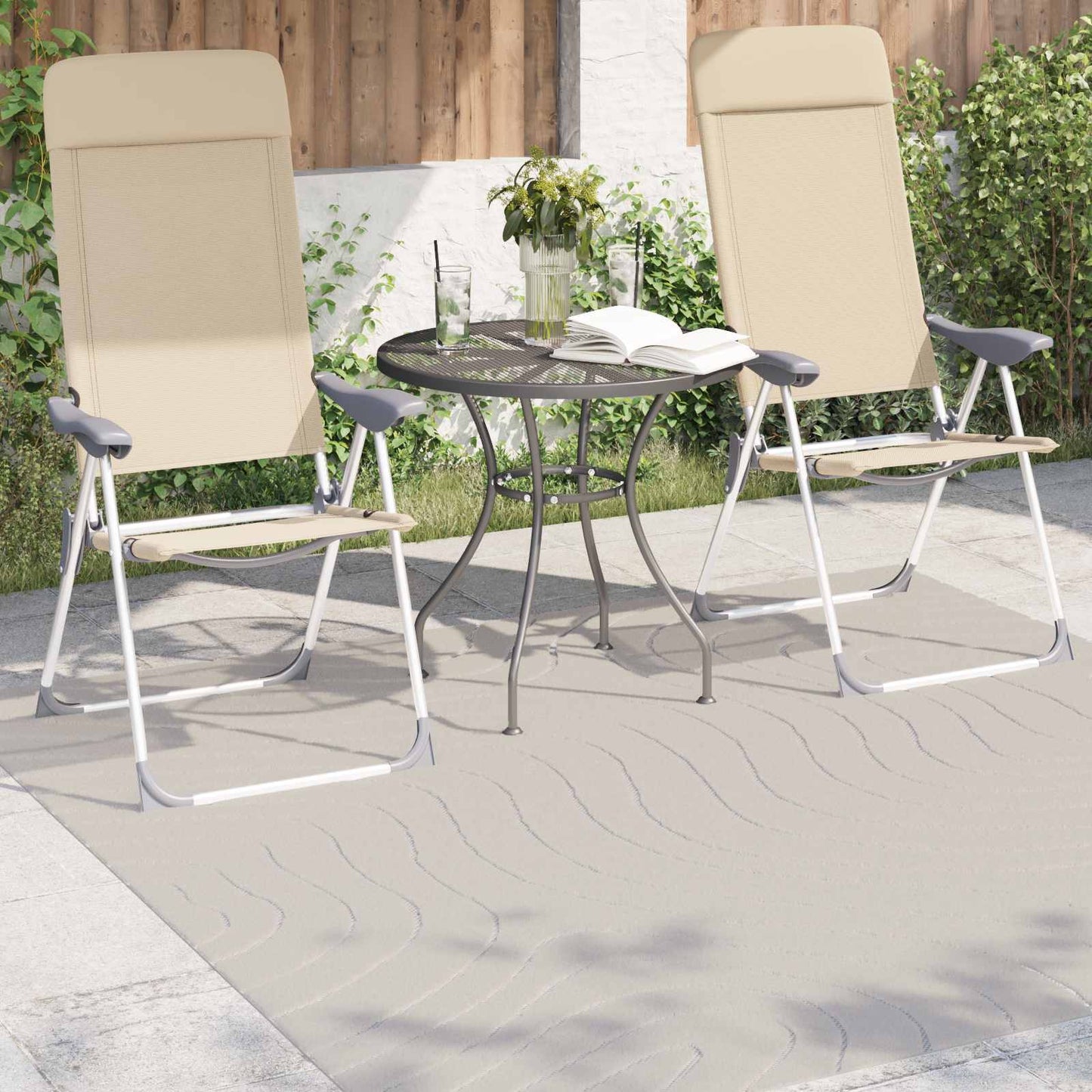 Innen- und Außenteppich PALMERAS Creme 200 x 200 cm Polyester