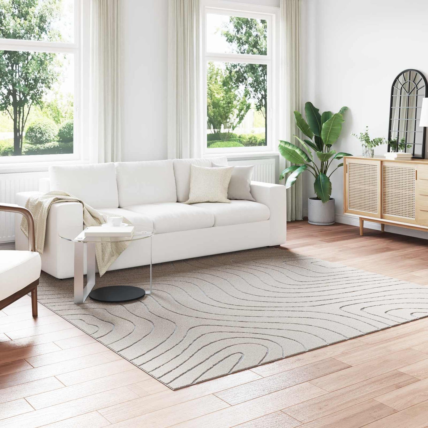 Innen- und Außenteppich PALMERAS Creme 240 x 240 cm Polyester