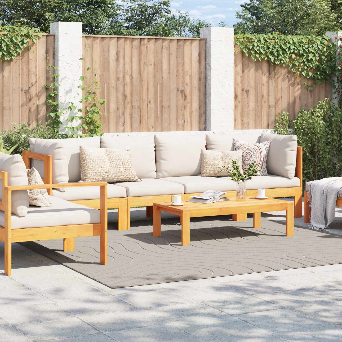 Innen- und Außenteppich PALMERAS Creme 240 x 240 cm Polyester