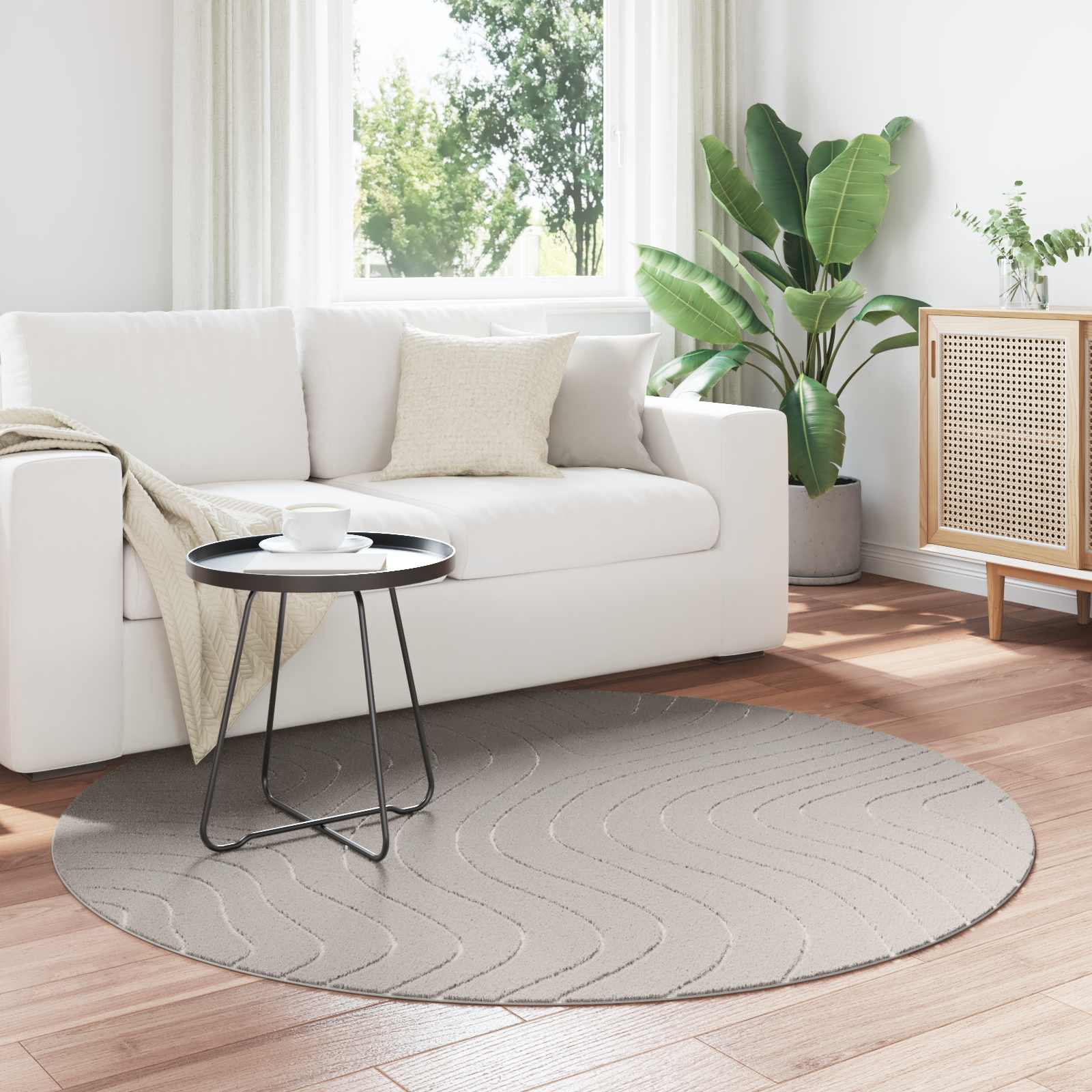 Innen- und Außenteppich PALMERAS Creme Ø 160 CM Polyester