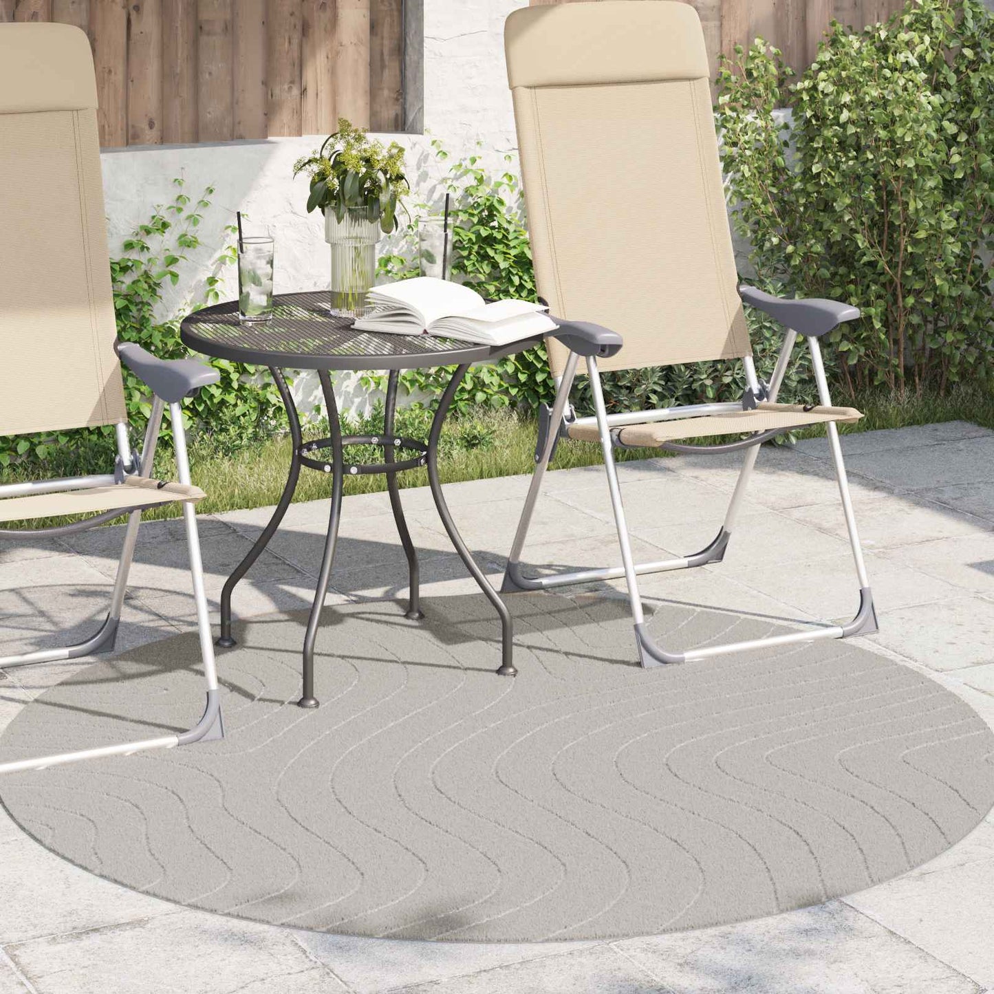 Innen- und Außenteppich PALMERAS Creme Ø 160 CM Polyester
