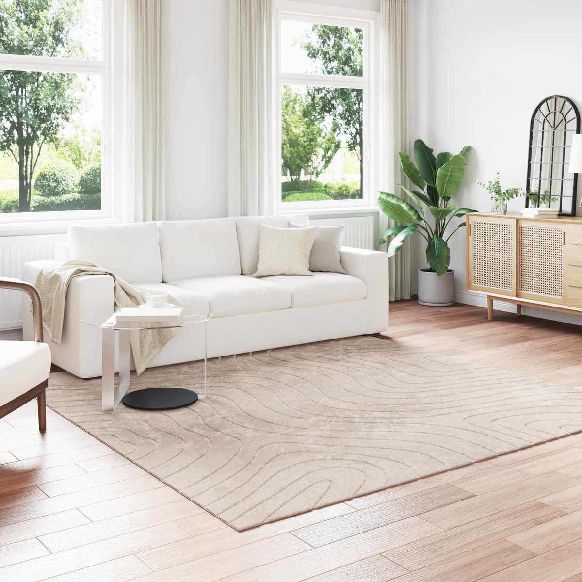 Innen- und Außenteppich PALMERAS Beige 240 x 240 cm Polyester