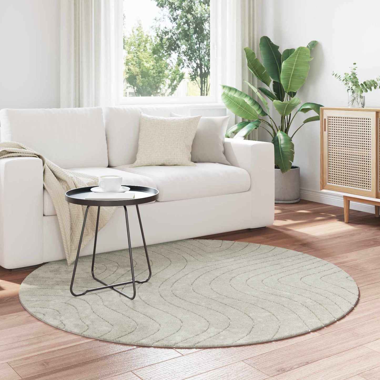 Innen- und Außenteppich PALMERAS Grün Ø 120 CM Polyester