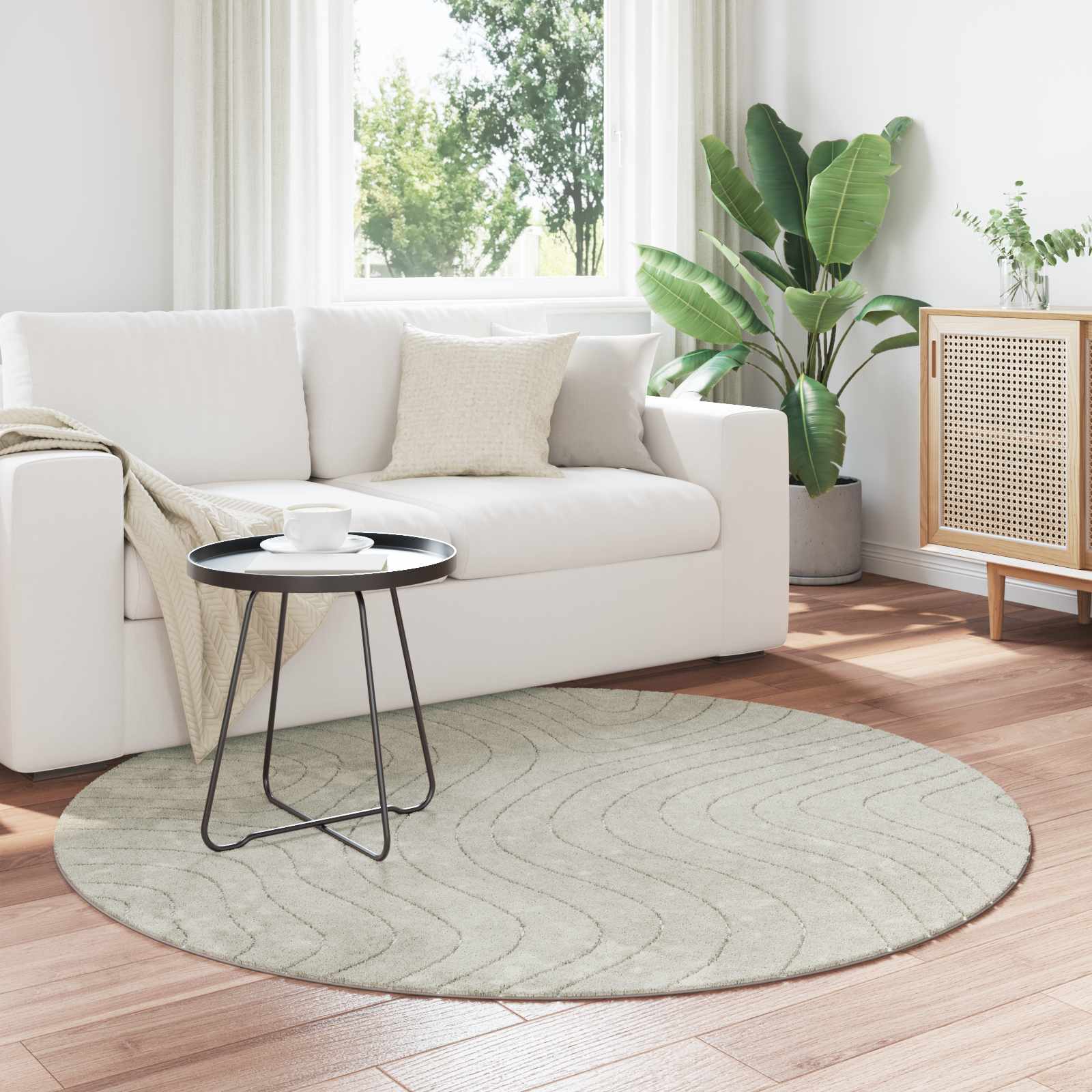 Innen- und Außenteppich PALMERAS Grün Ø 120 CM Polyester