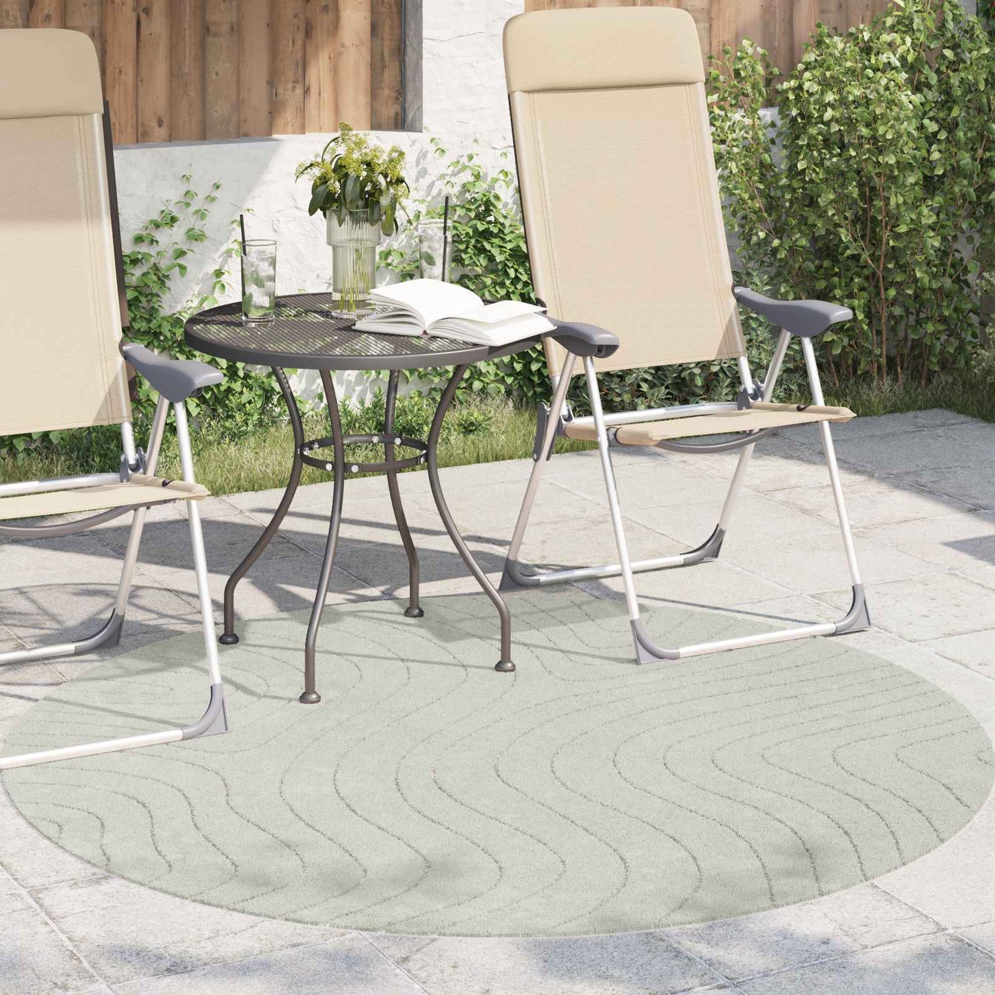 Innen- und Außenteppich PALMERAS Grün Ø 160 CM Polyester
