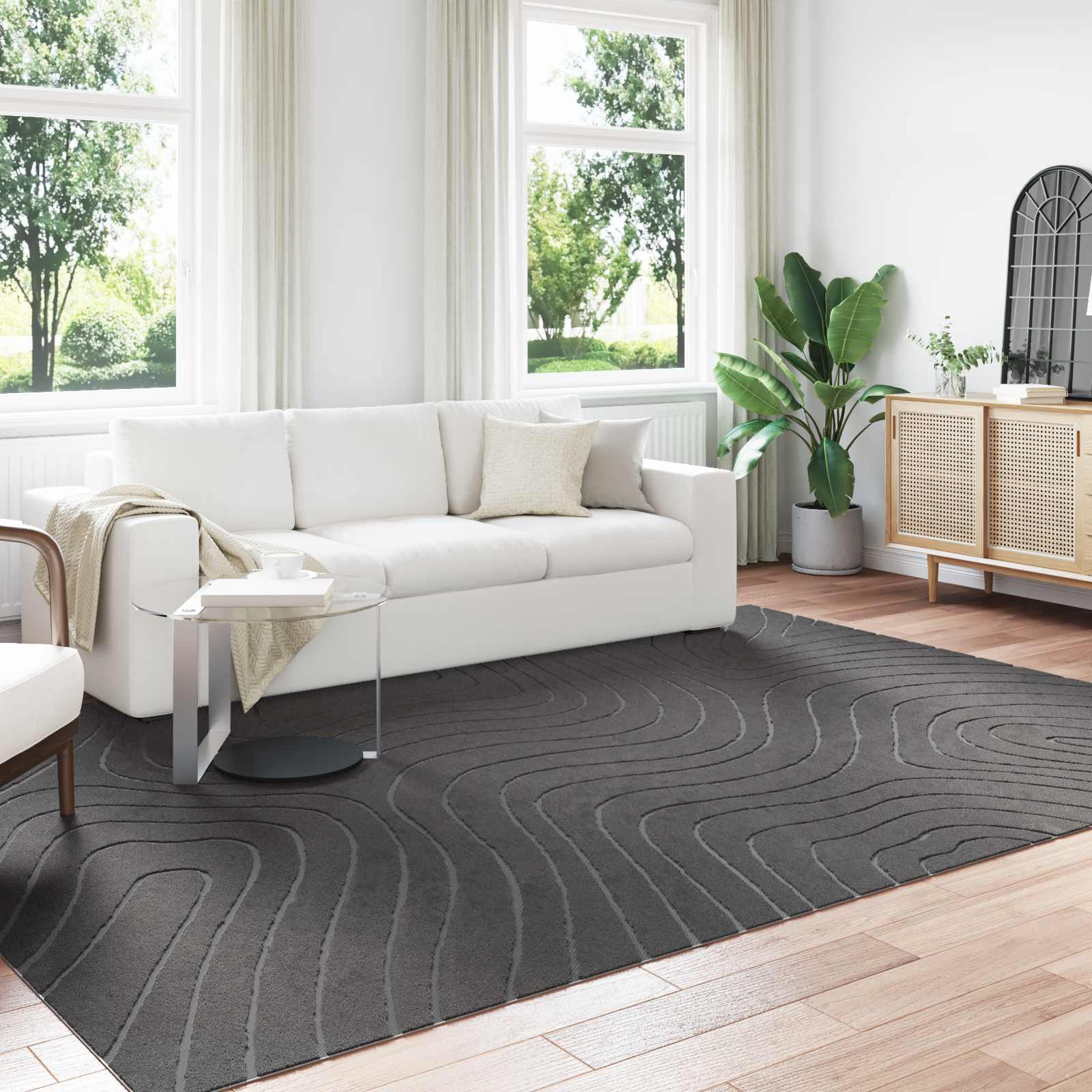 Innen- und Außenteppich PALMERAS Anthrazit 280 x 200 cm
