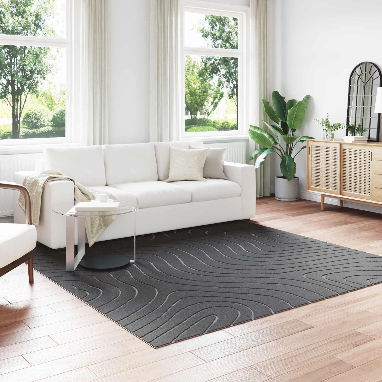 Innen- und Außenteppich PALMERAS Anthrazit 240 x 240 cm