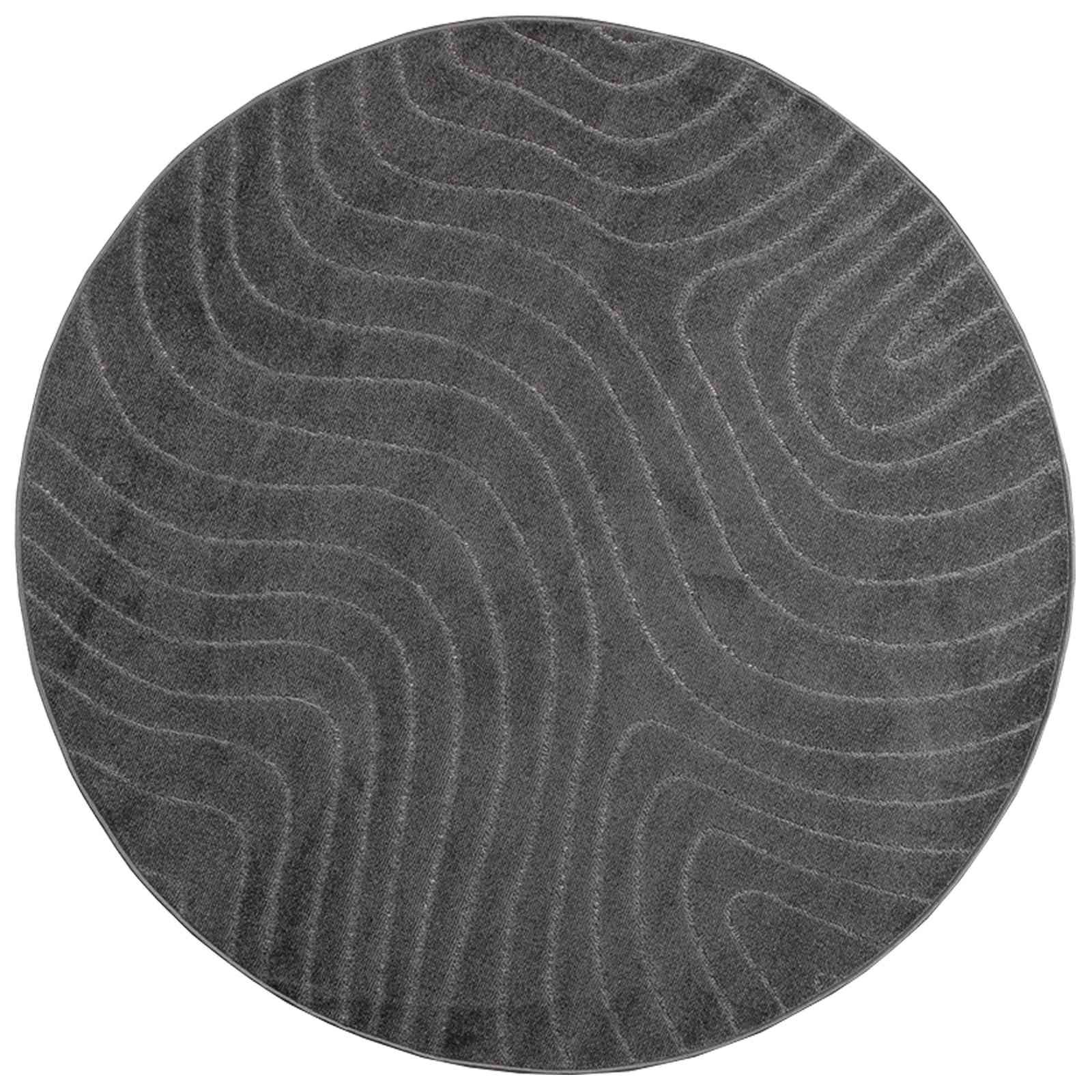 Innen- und Außenteppich PALMERAS Anthrazit Ø 120 CM Polyester