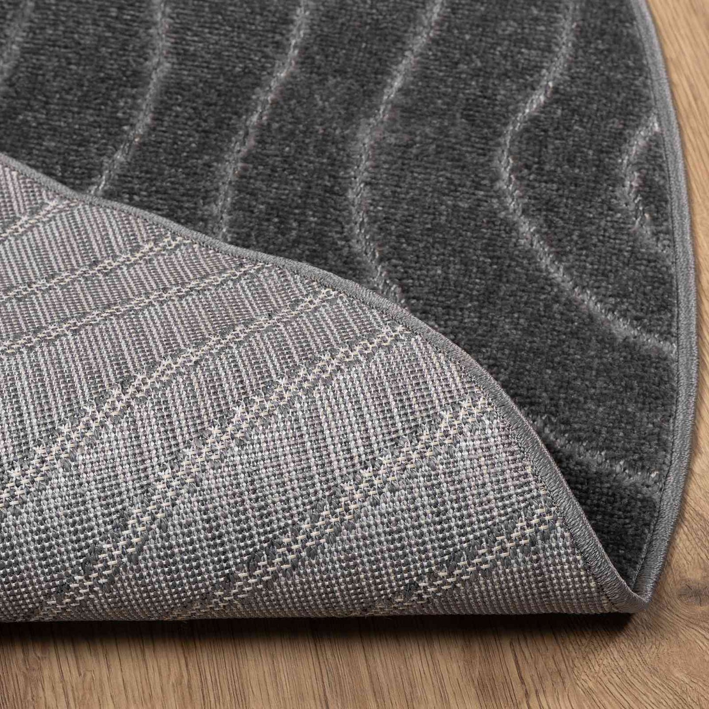 Innen- und Außenteppich PALMERAS Anthrazit Ø 160 CM Polyester