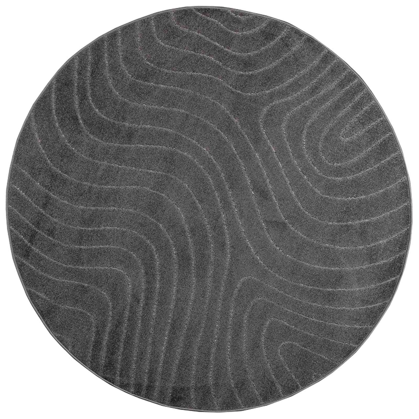 Innen- und Außenteppich PALMERAS Anthrazit Ø 160 CM Polyester