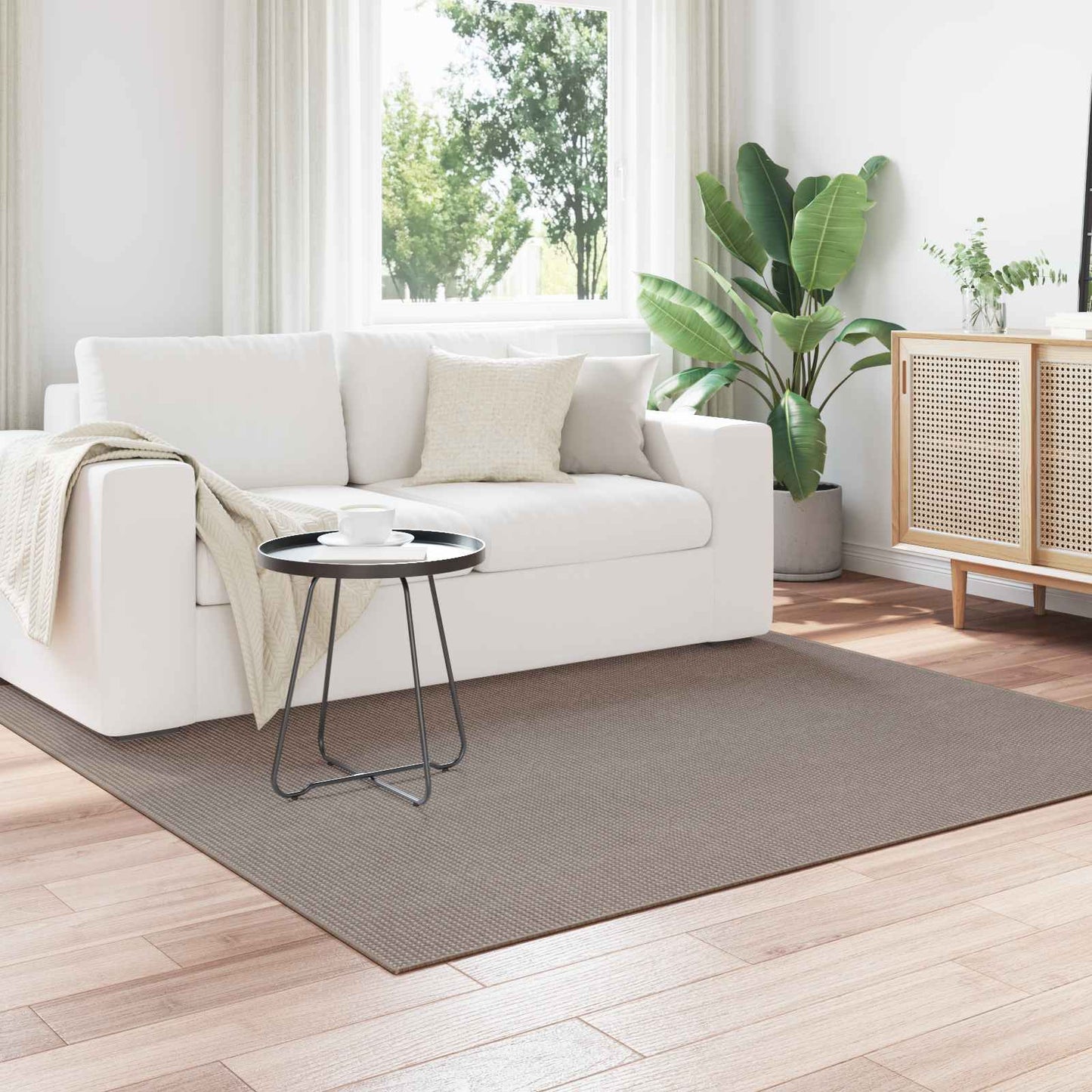 Innenteppich LUGO Creme und Taupe 120 x 120 cm Polyester