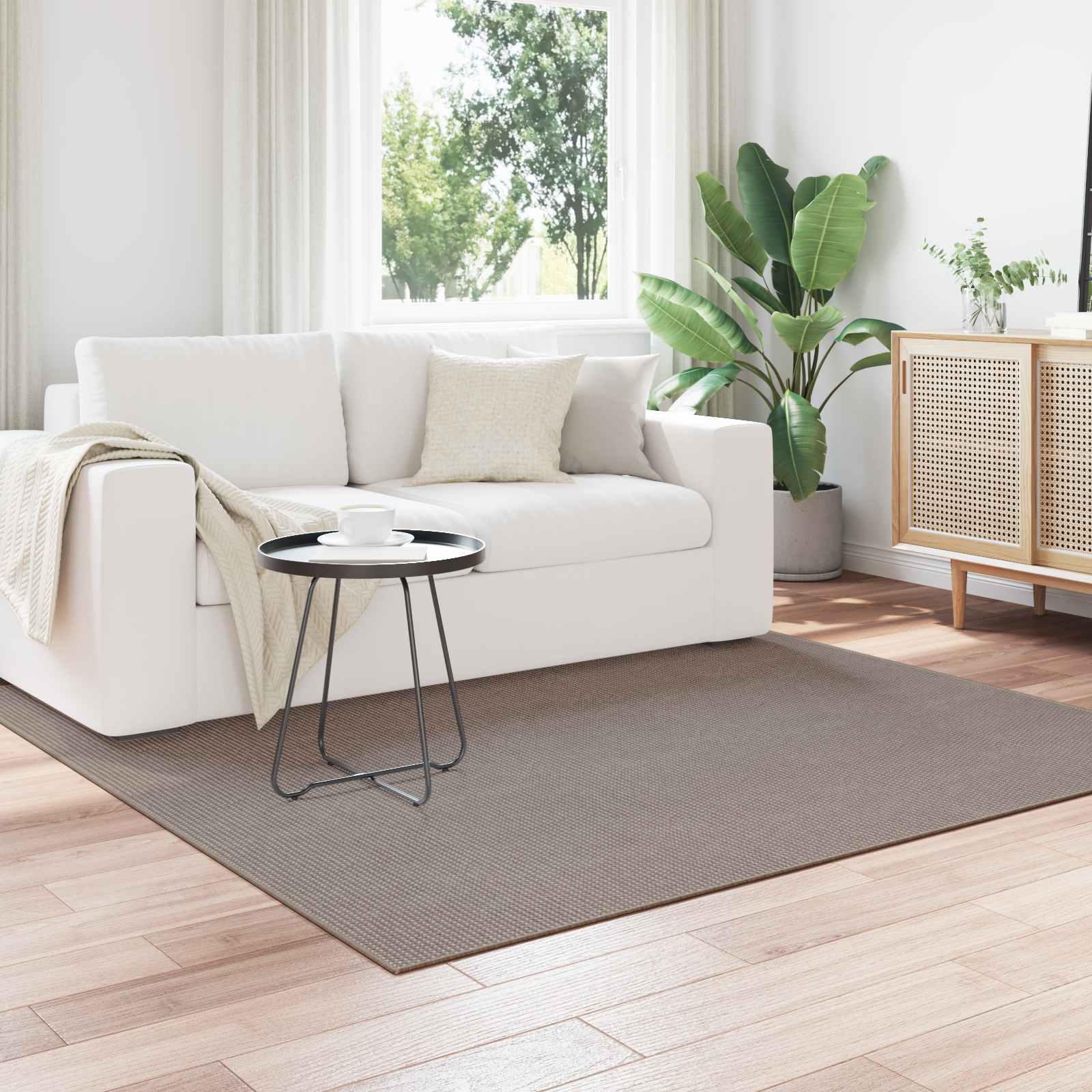 Innenteppich LUGO Creme und Taupe 120 x 120 cm Polyester