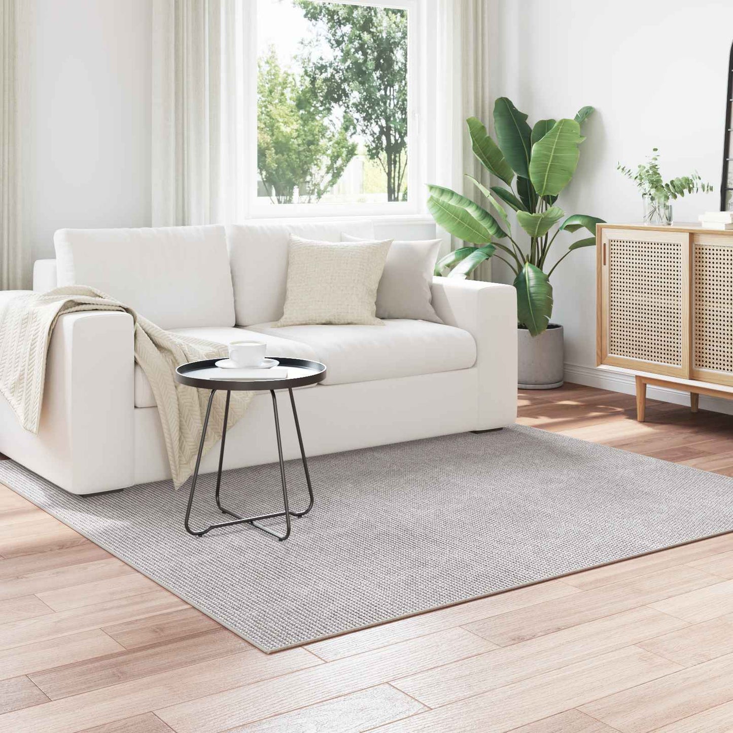 Innenteppich LUGO Creme und Grau 120 x 120 cm Polyester