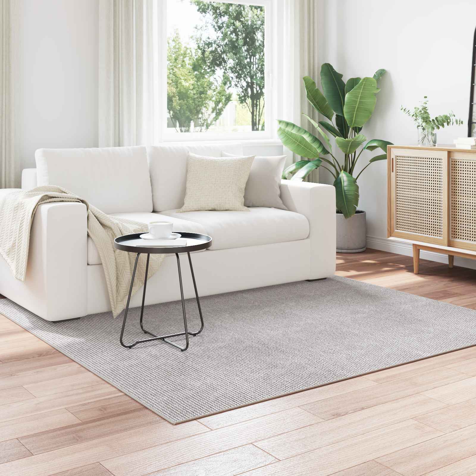 Innenteppich LUGO Creme und Grau 200 x 200 cm Polyester