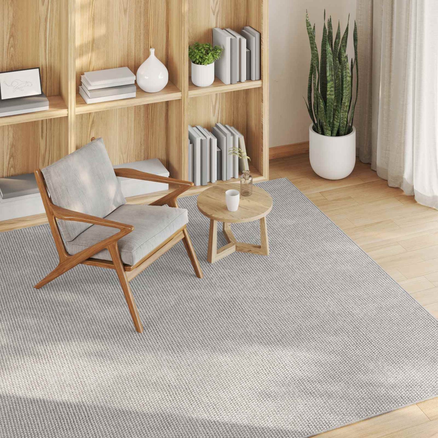Innenteppich LUGO Creme und Grau 200 x 200 cm Polyester