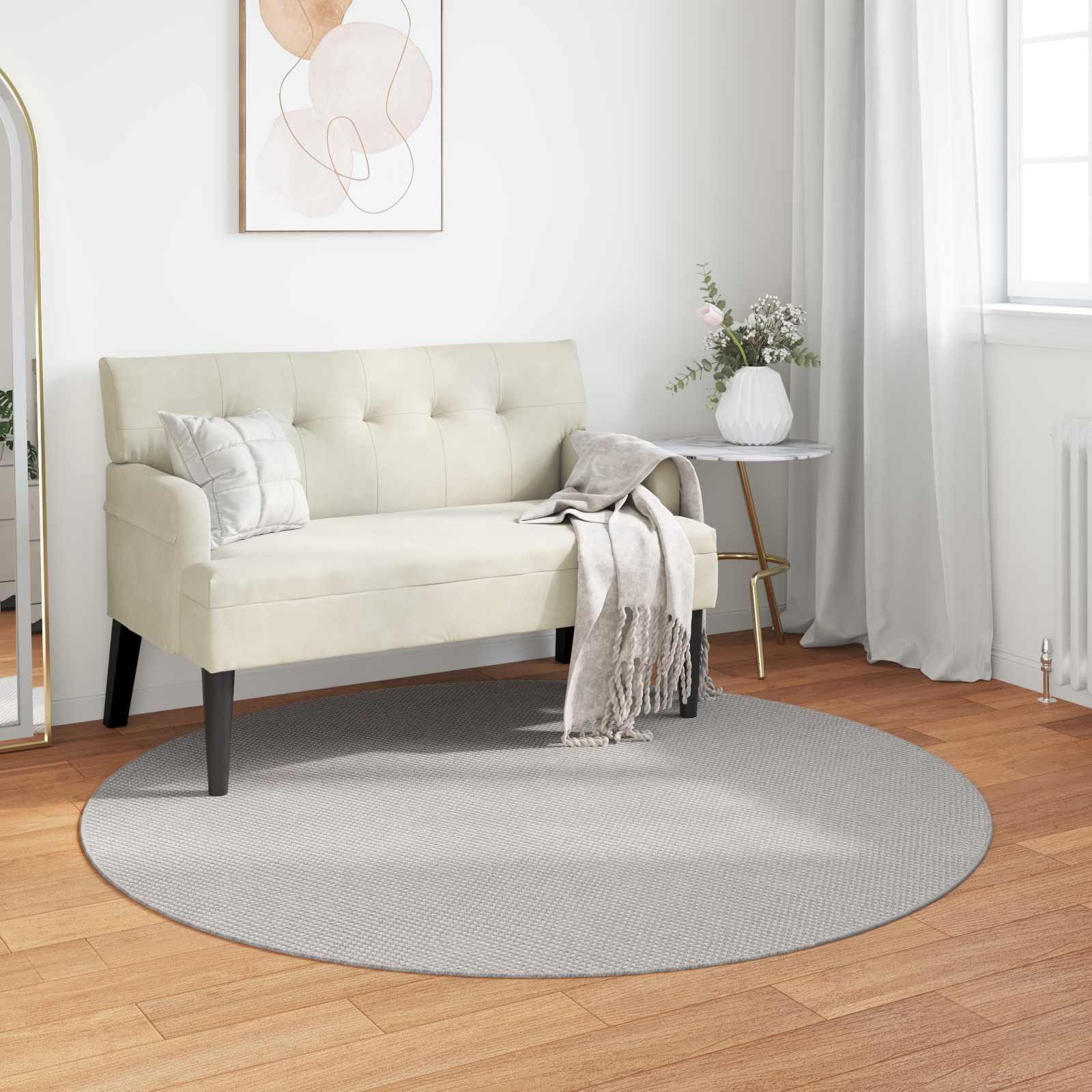 Innenteppich LUGO Creme und Grau Ø 120 CM Polyester