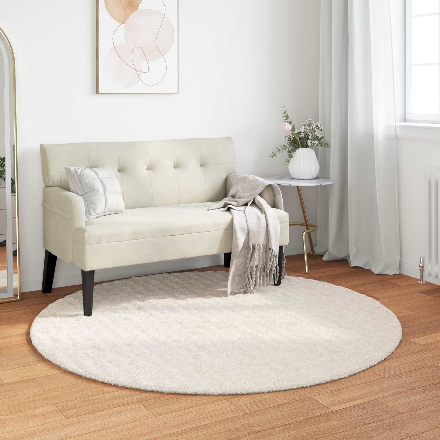 Bereichsteppiche Rund SIROLO Creme Ø 200 CM Polyester
