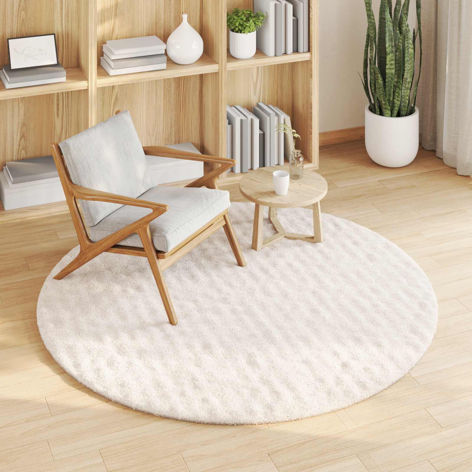 Bereichsteppiche Rund SIROLO Creme Ø 200 CM Polyester