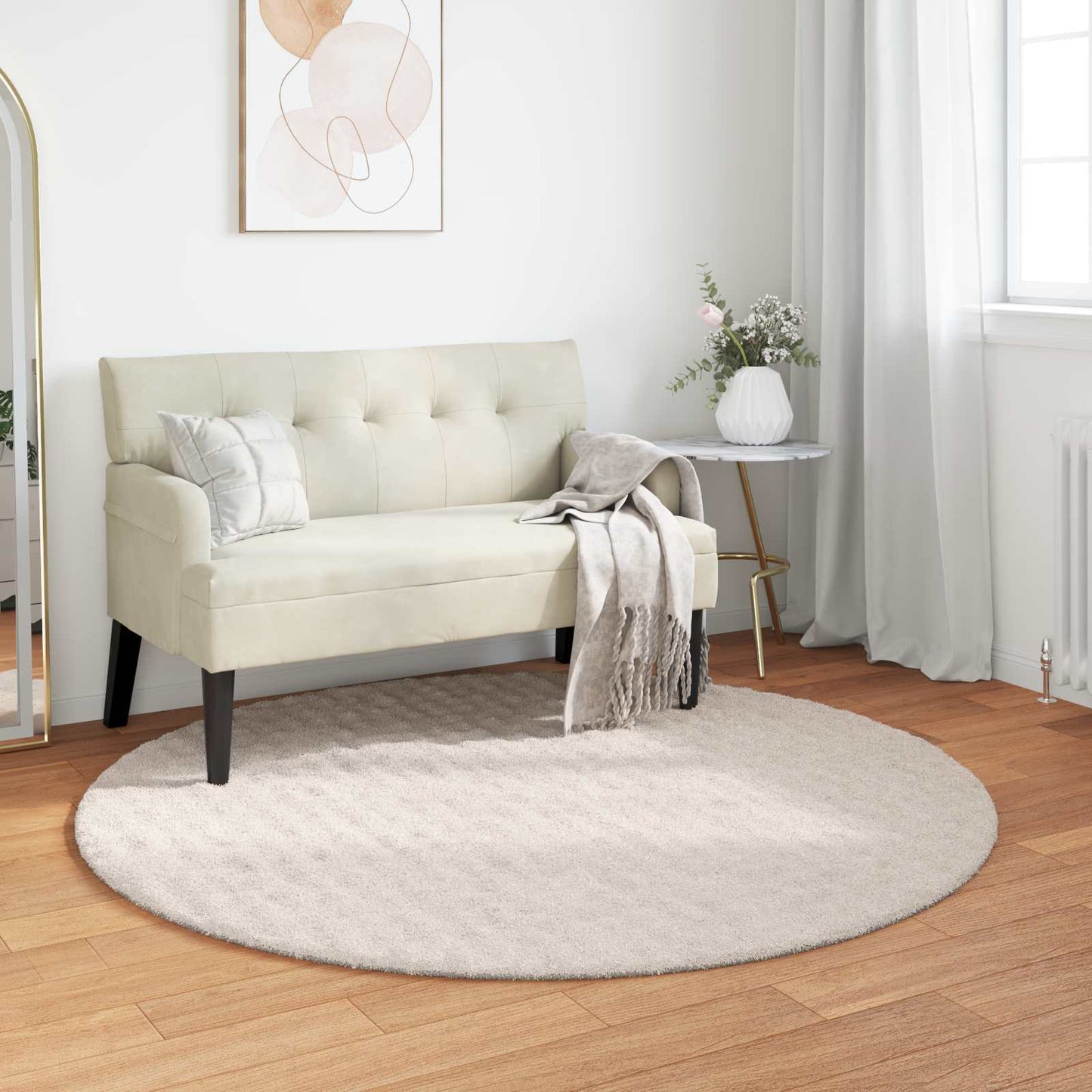 Bereichsteppiche Rund SIROLO Beige Ø 200 CM Polyester