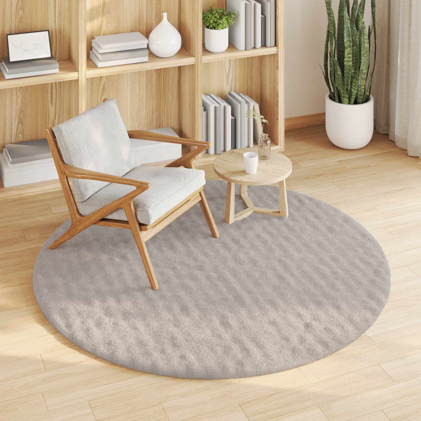 Bereichsteppiche Rund SIROLO Sand Ø 120 CM Polyester