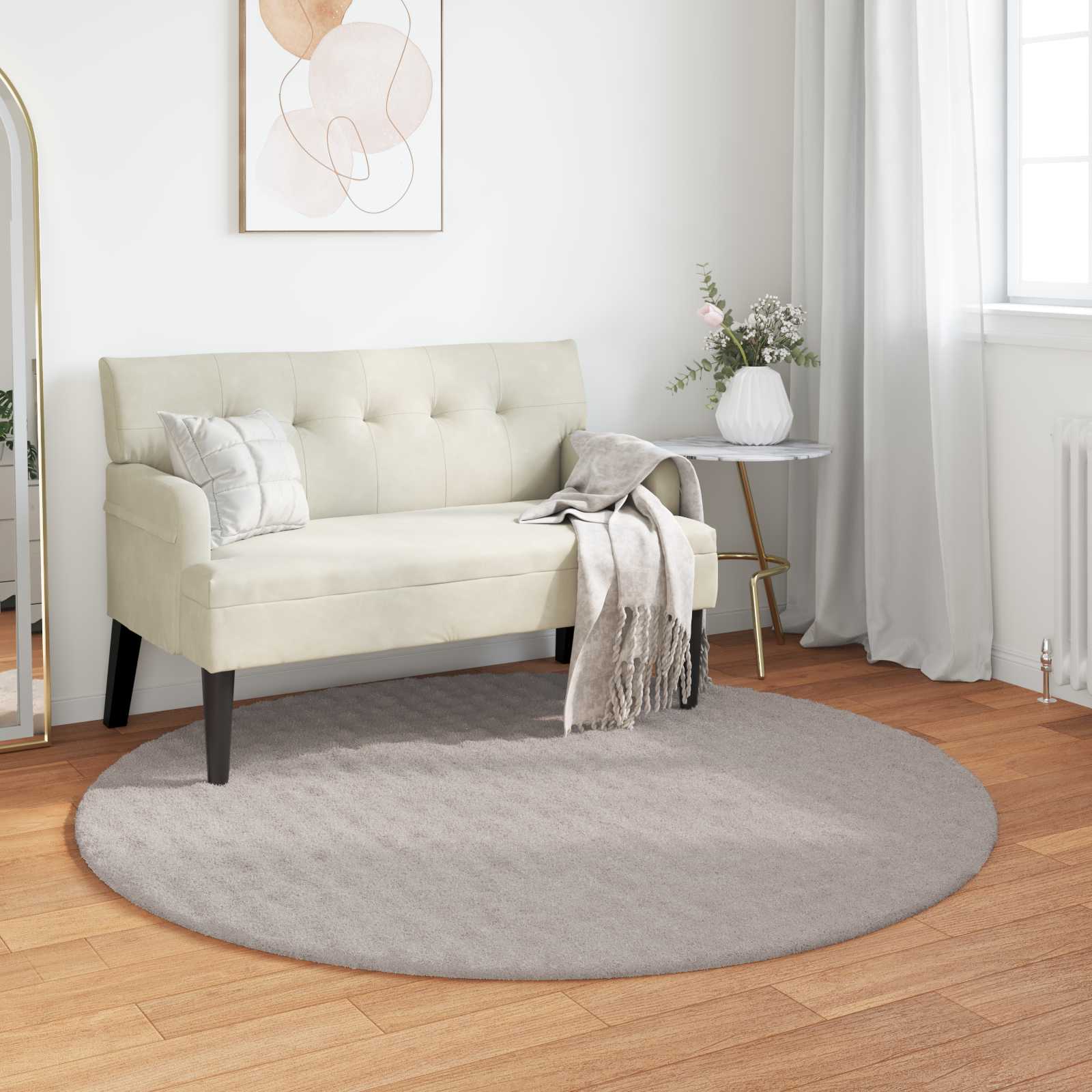 Bereichsteppiche Rund SIROLO Sand Ø 160 CM Polyester