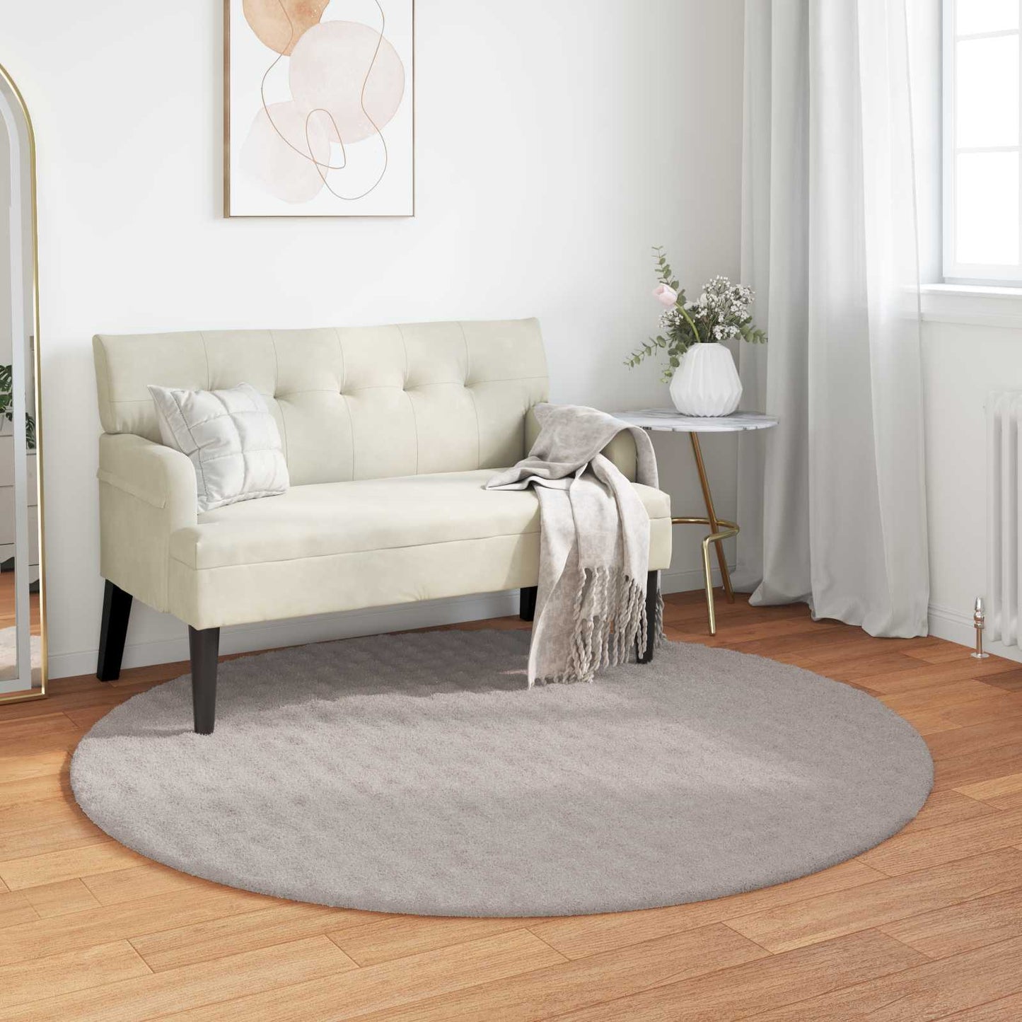 Bereichsteppiche Rund SIROLO Sand Ø 200 CM Polyester