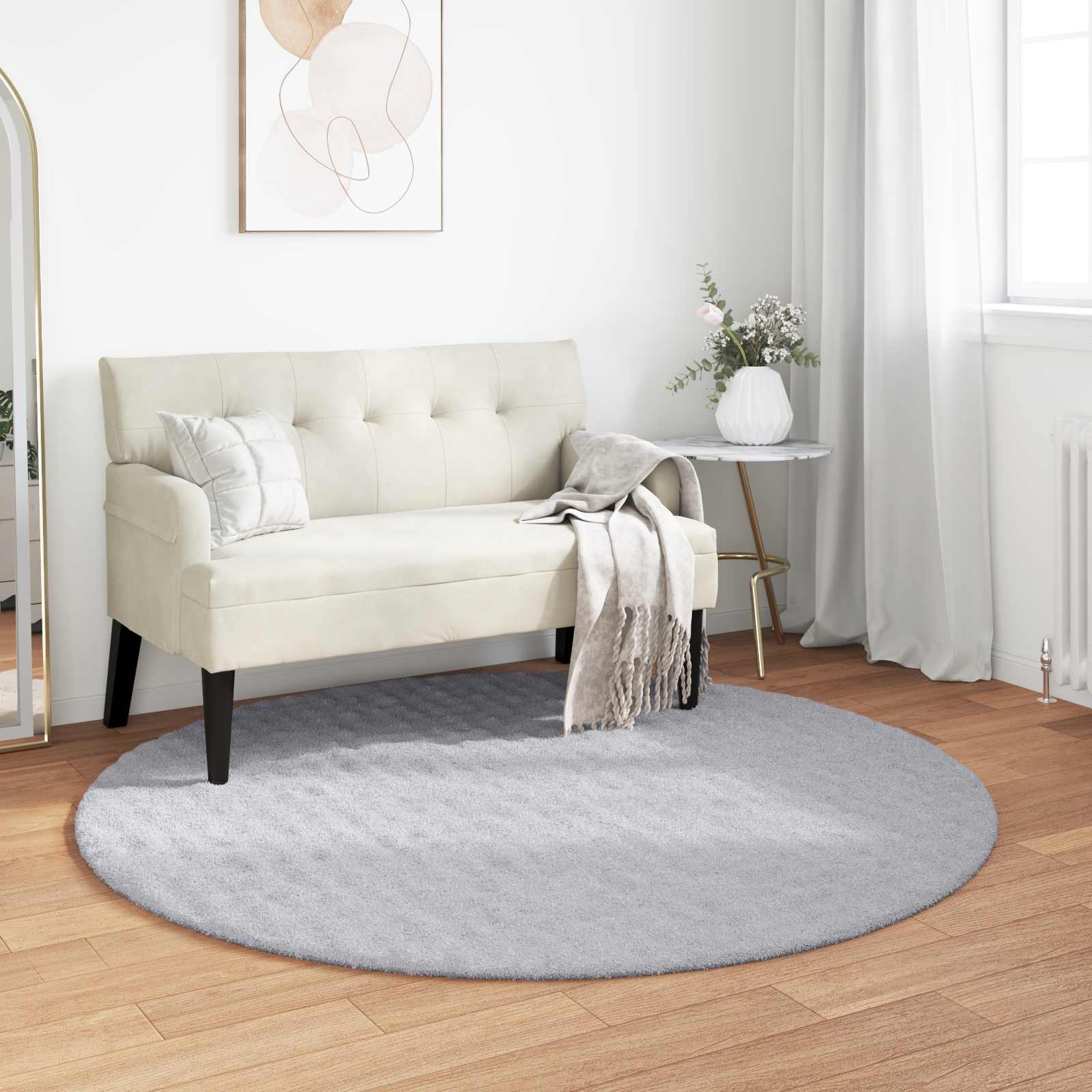 Bereichsteppiche Rund SIROLO Grau Ø 200 CM Polyester