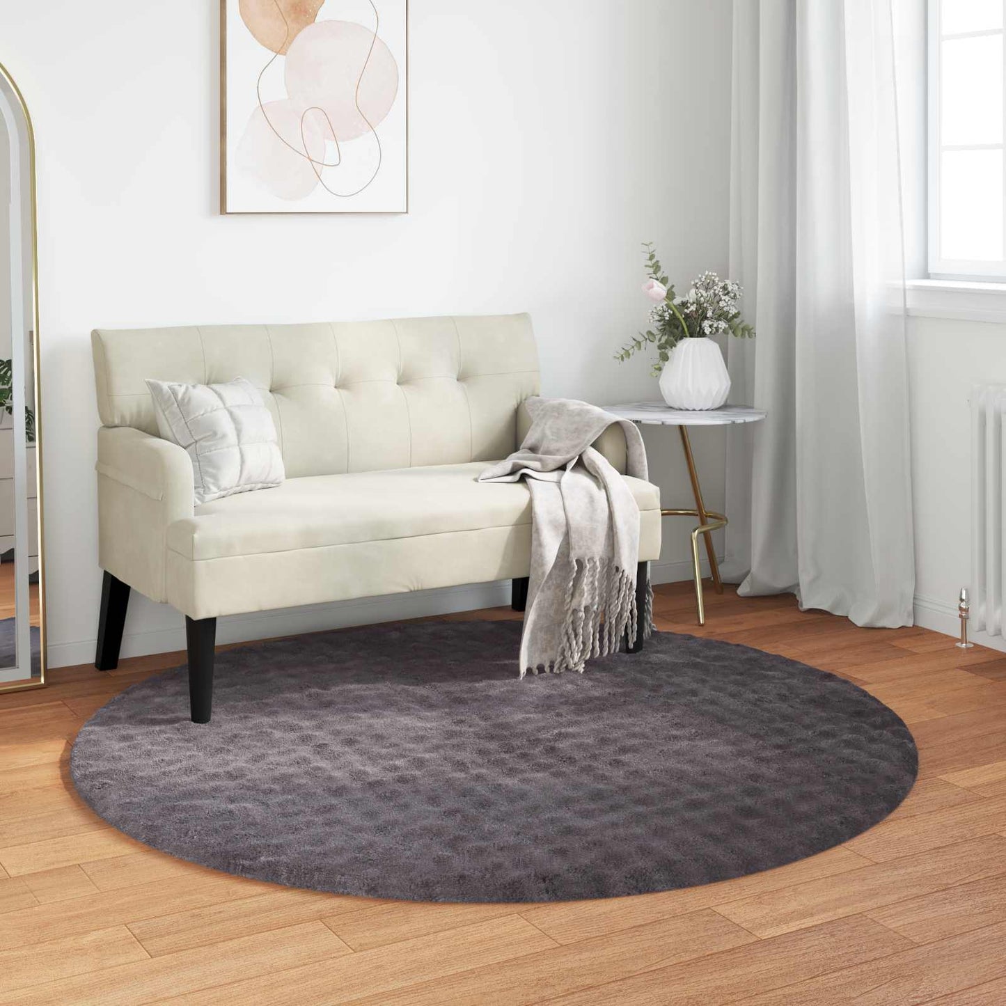 Bereichsteppiche Rund SIROLO Anthrazit Ø 120 CM Polyester