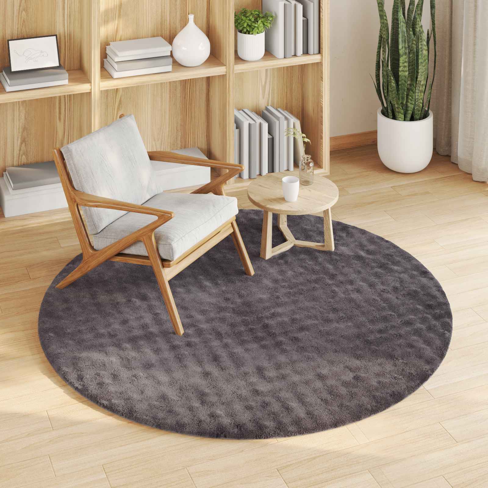Bereichsteppiche Rund SIROLO Anthrazit Ø 200 CM Polyester