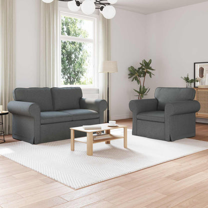 Sofa Set 2 stk. Dunkelgrau Stoff