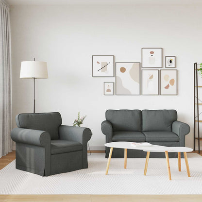 Sofa Set 2 stk. Dunkelgrau Stoff