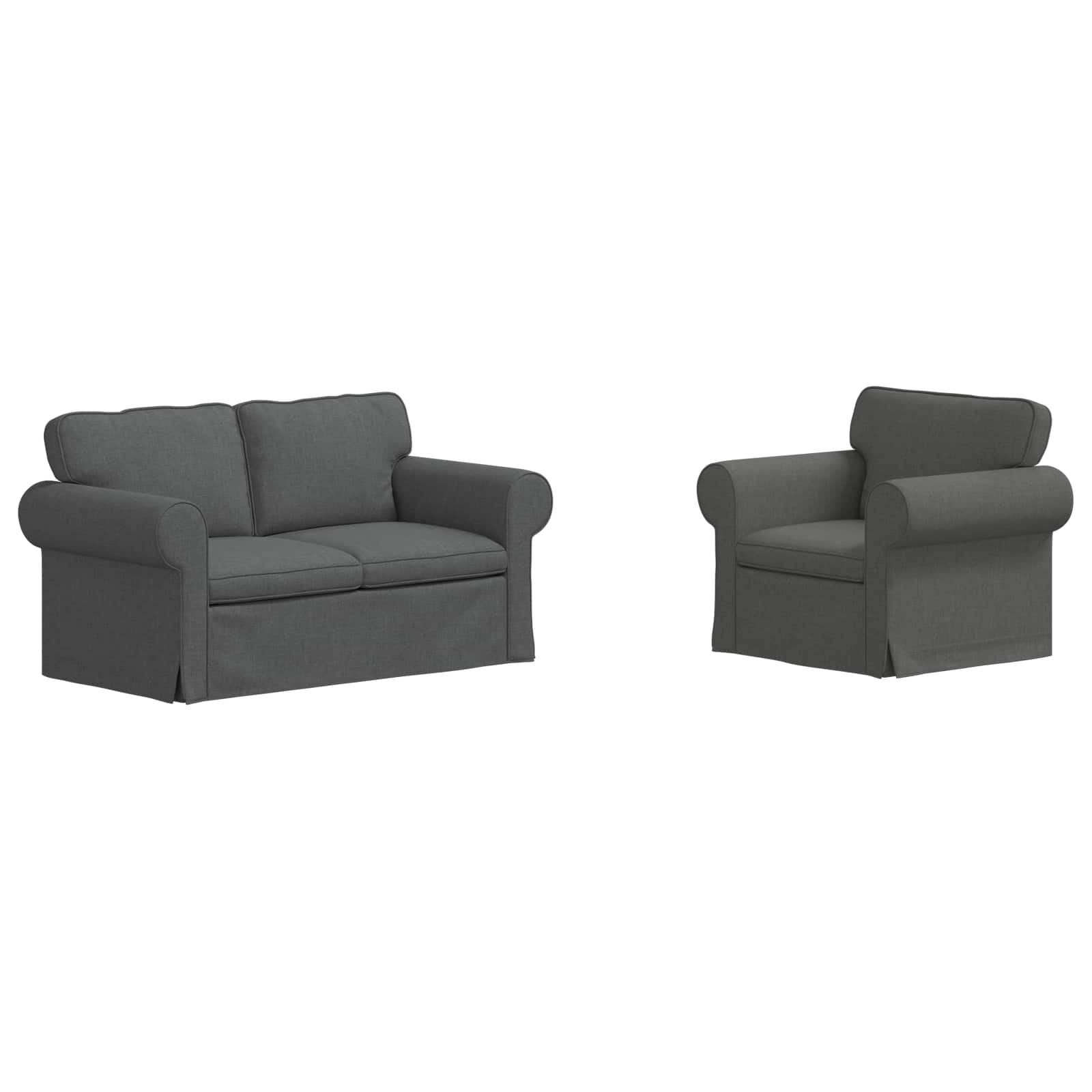 Sofa Set 2 pcs Dunkelgrau 155 x 82 x 80 cm Stoff