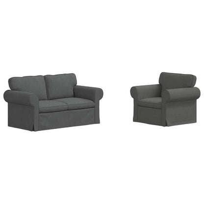 Sofa Set 2 stk. Dunkelgrau Stoff