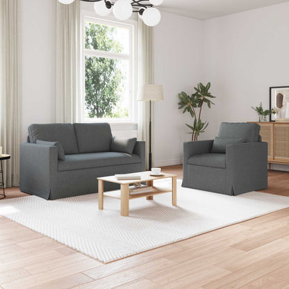 Sofa Set 2 stk. Dunkelgrau Stoff