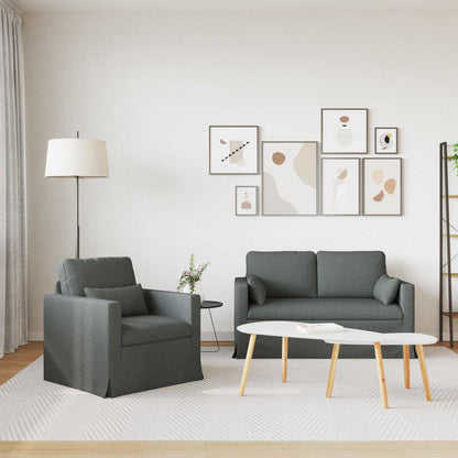 Sofa Set 2 stk. Dunkelgrau Stoff